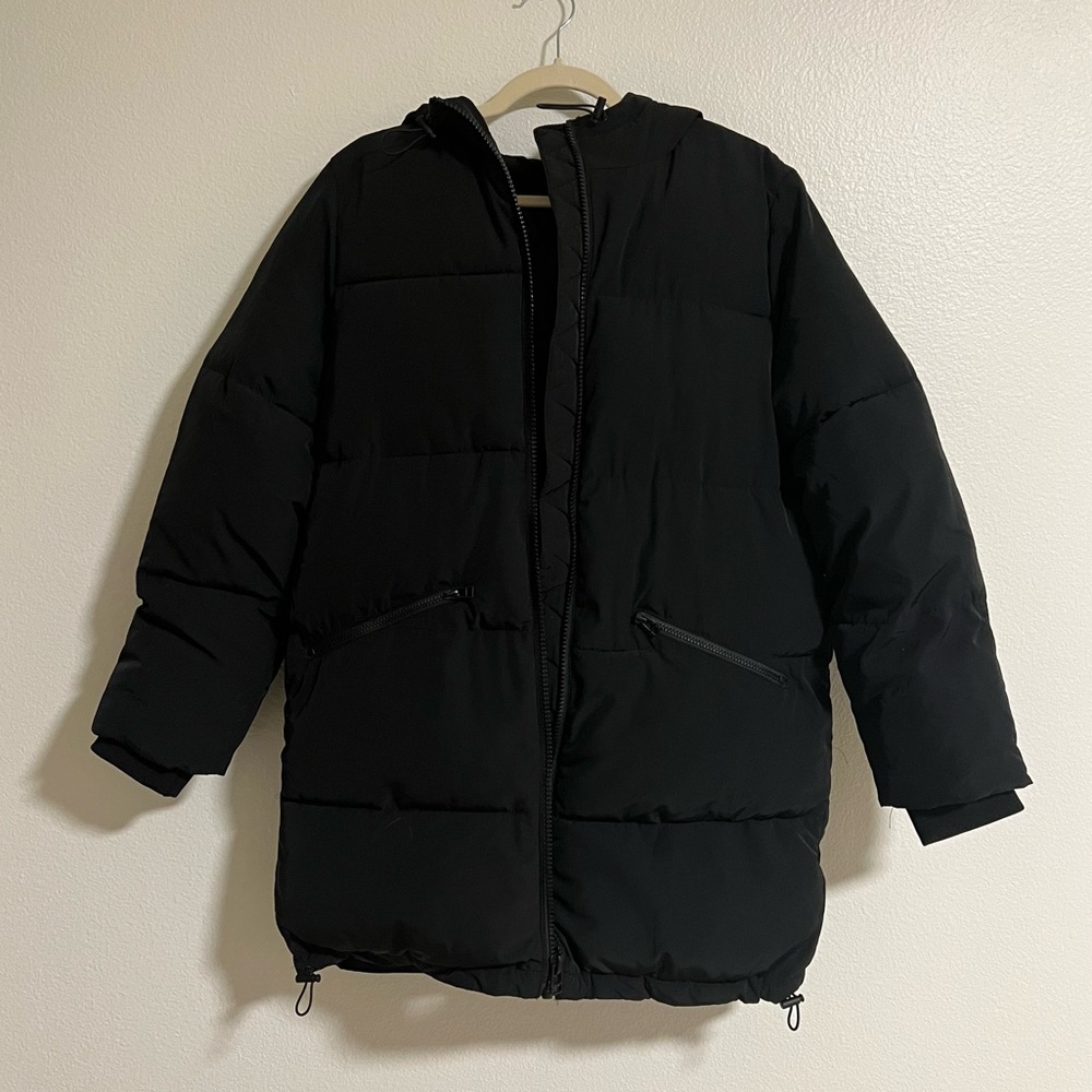 H&M Mid Length Black Puffer Jacket